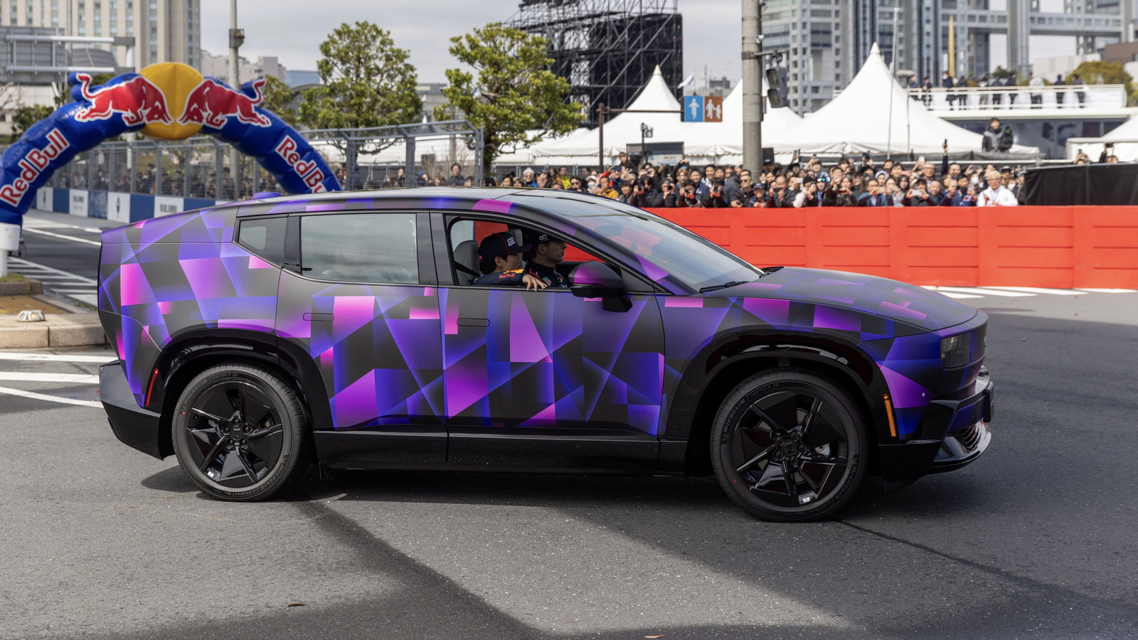 Max Verstappen and Yuki Tsunoda in the Honda 0 SUV prototype
